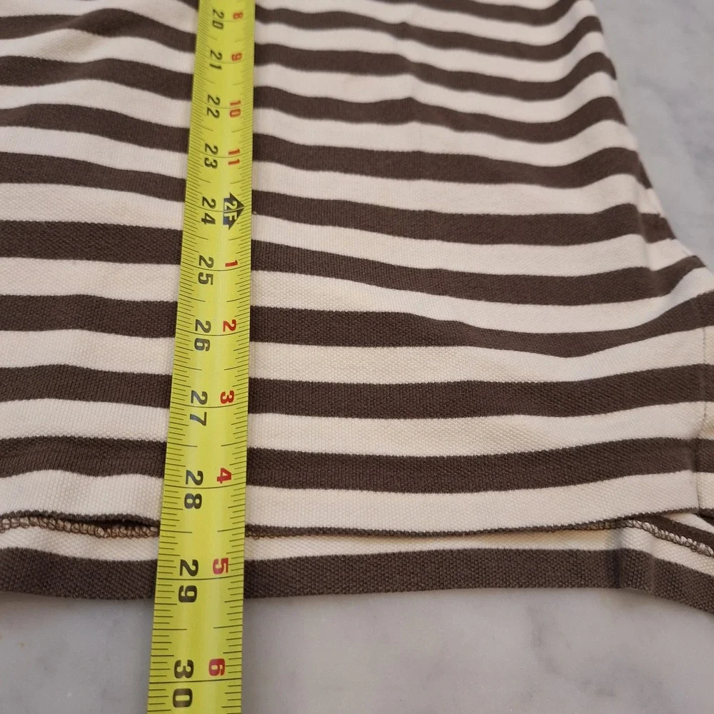 Vtg Y2K Polo Ralph Lauren Polo Shirt 2XB Brown Cream Striped SS Preppy AS IS
